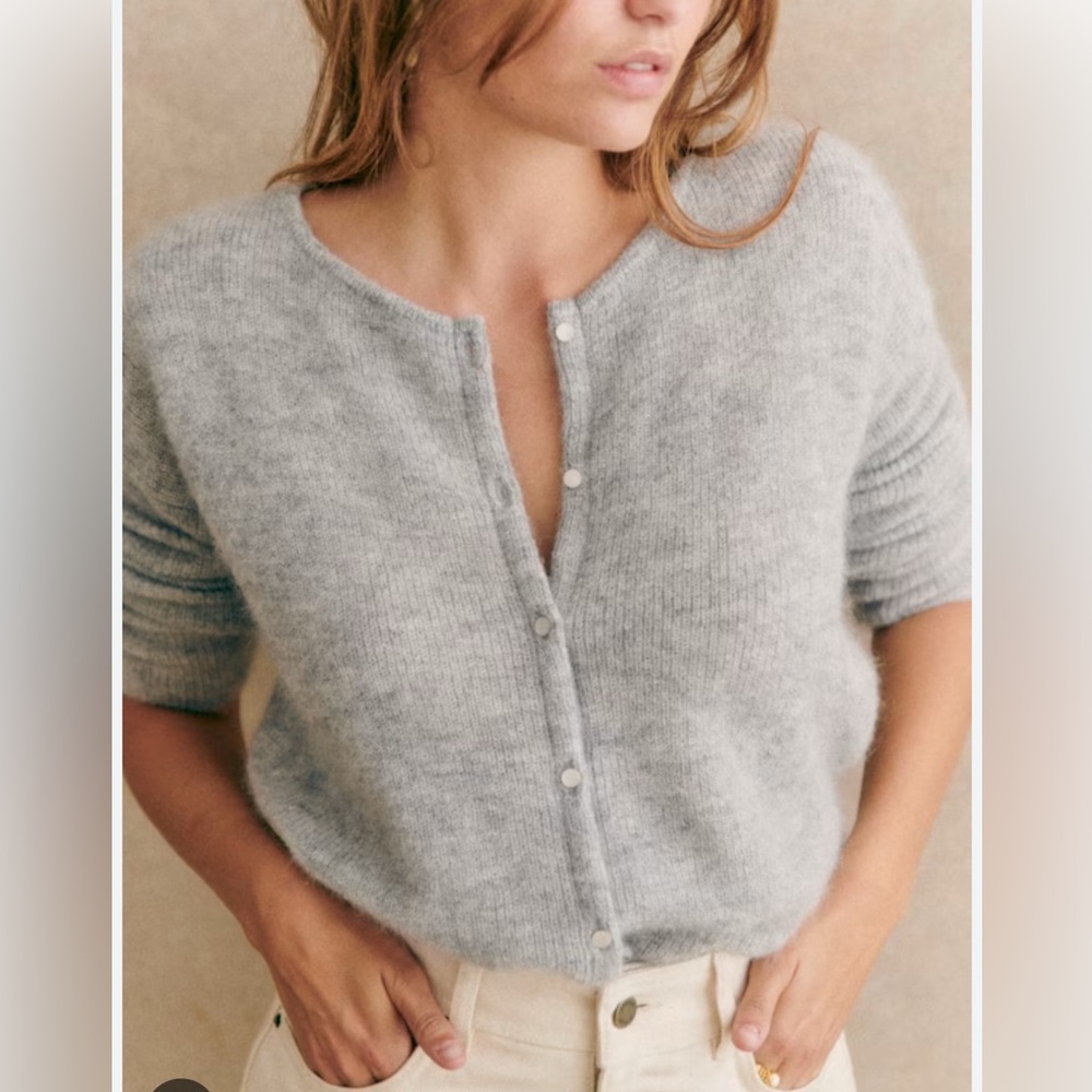 Sezane GASPARD CARDIGAN - Mottled Grey - Size Small
